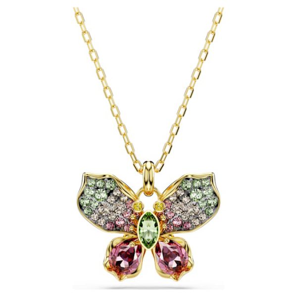 Idyllia pendant Mixed cuts, Pavé, Butterfly, Multicolored, Gold-tone plated - Image 7