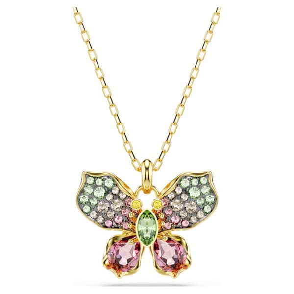 Idyllia pendant Mixed cuts, Pavé, Butterfly, Multicolored, Gold-tone plated - Image 2