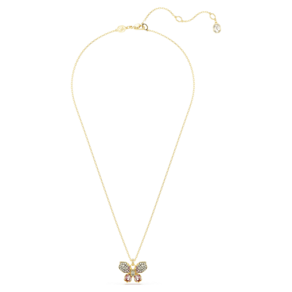 Idyllia pendant Mixed cuts, Pavé, Butterfly, Multicolored, Gold-tone plated - Image 3