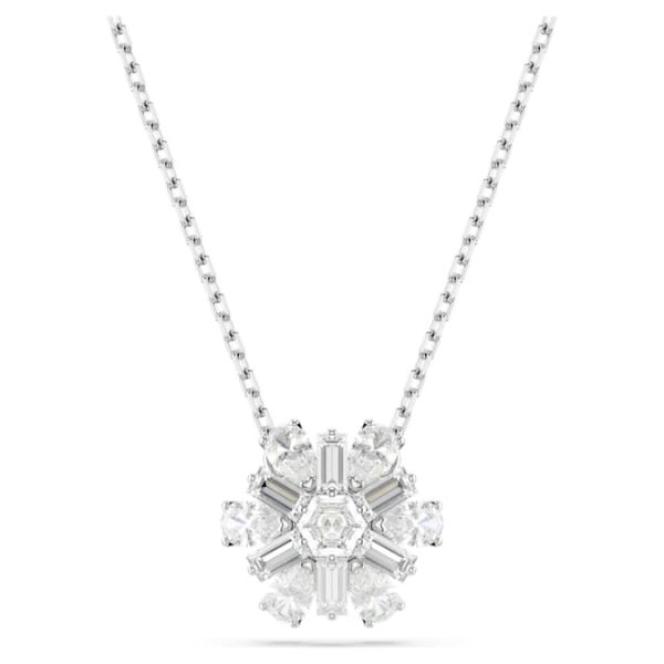 Idyllia pendant Mixed cuts, Snowflake, White, Rhodium plated - Image 2