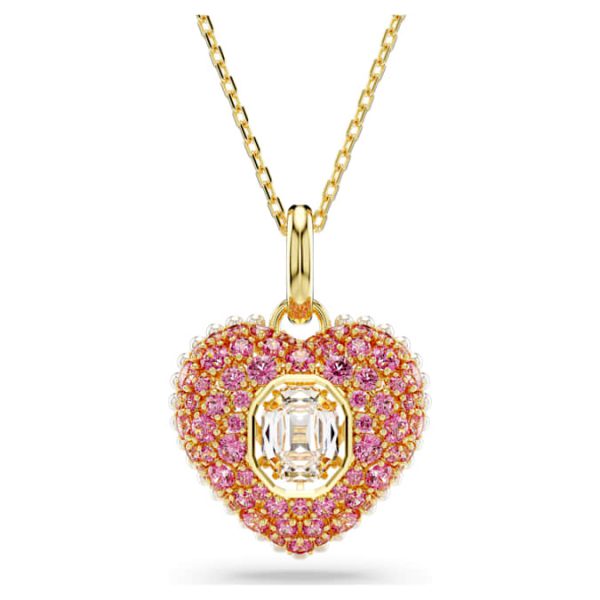 Idyllia pendant Octagon cut, Crystal pearl, Heart, Pink, Gold-tone plated - Image 8