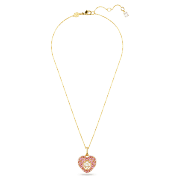 Idyllia pendant Octagon cut, Crystal pearl, Heart, Pink, Gold-tone plated - Image 3