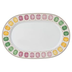 Idyllia platter Porcelain, Crystal print motif, Gemstone, Large, Multicolored