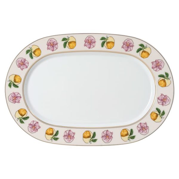 Idyllia platter Porcelain, Crystal print motif, Lily citron, Small, Multicolored