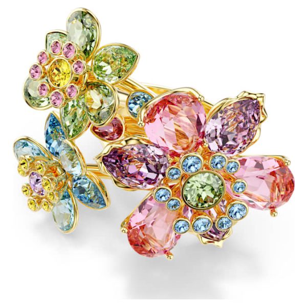 Idyllia ring Mixed cuts, Flower, Multicolored, Gold-tone plated - Image 2