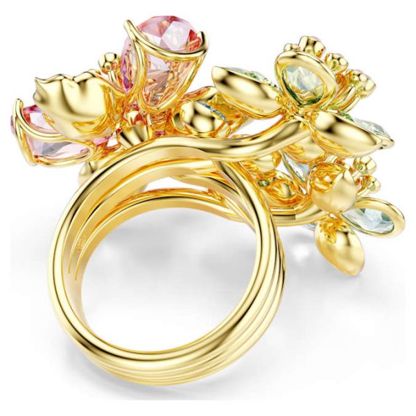 Idyllia ring Mixed cuts, Flower, Multicolored, Gold-tone plated - Image 5
