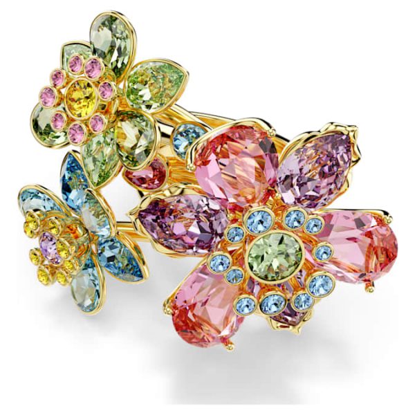 Idyllia ring Mixed cuts, Flower, Multicolored, Gold-tone plated - Image 7