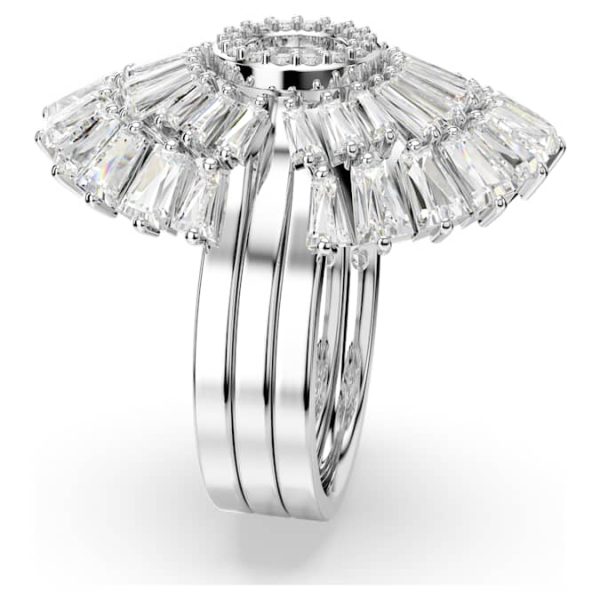 Idyllia ring Set (3), Mixed cuts, Shell, White, Rhodium plated - Image 4