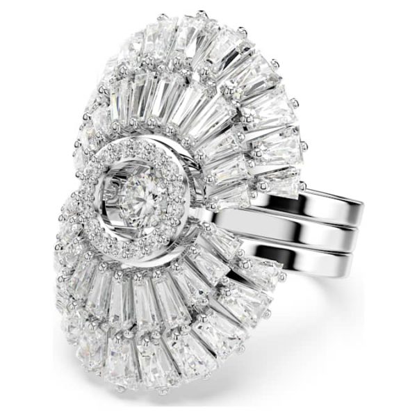 Idyllia ring Set (3), Mixed cuts, Shell, White, Rhodium plated - Image 2