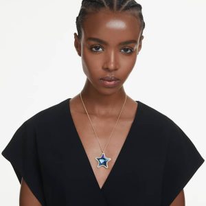 Idyllia SCS pendant Starfish, Blue, Gold-tone plated