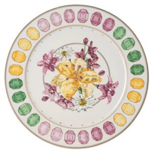Idyllia service plate Porcelain, Crystal print motif, Bouquet, Multicolored