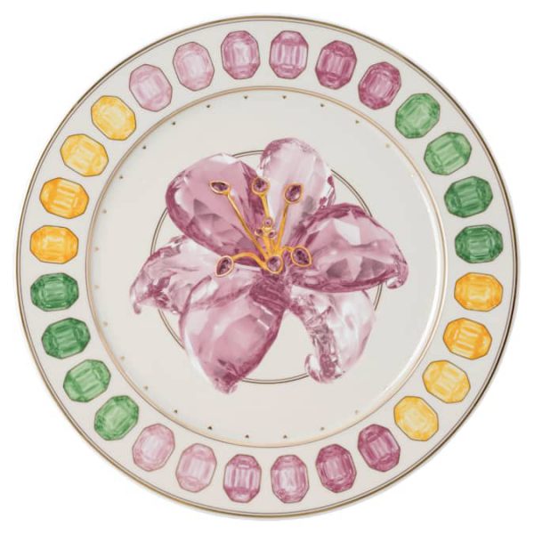 Idyllia service plate Porcelain, Crystal print motif, Lily, Multicolored