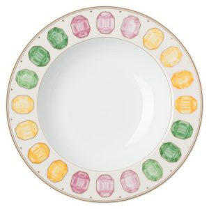 Idyllia soup plate Porcelain, Crystal print motif, Gemstone, Multicolored