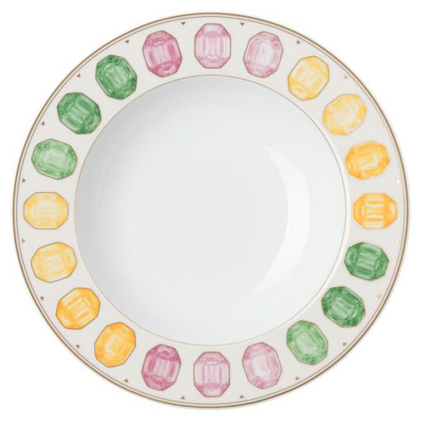 Idyllia soup plate Porcelain, Crystal print motif, Gemstone, Multicolored