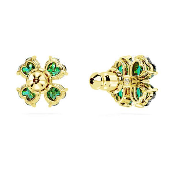 Idyllia stud earrings Clover, Green, Gold-tone plated - Image 5