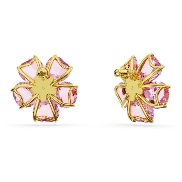 Idyllia stud earrings Flower, Pink, Gold-tone plated - Image 5