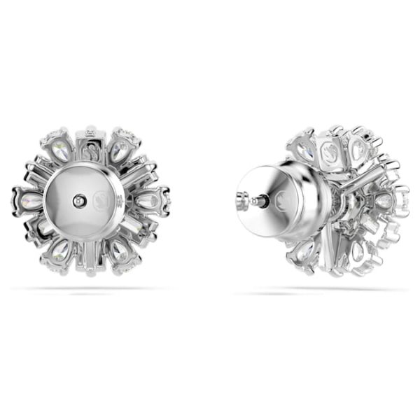 Idyllia stud earrings Mixed cuts, Snowflake, White, Rhodium plated - Image 5