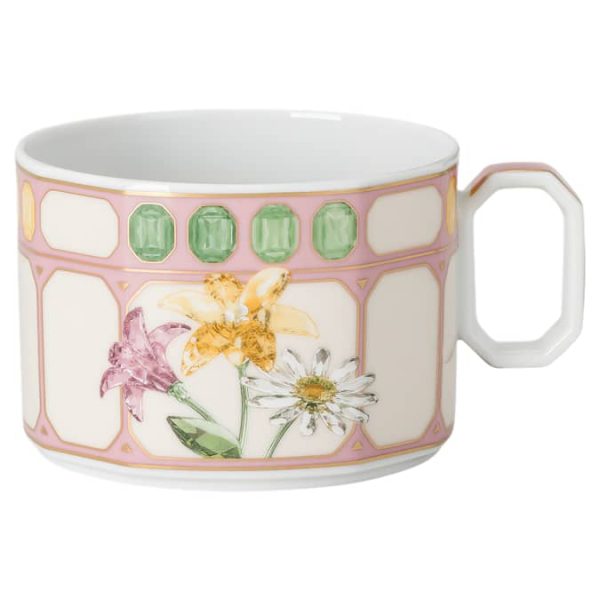 Idyllia teacup with saucer Porcelain, Crystal print motif, Bouquet, Multicolored - Image 4