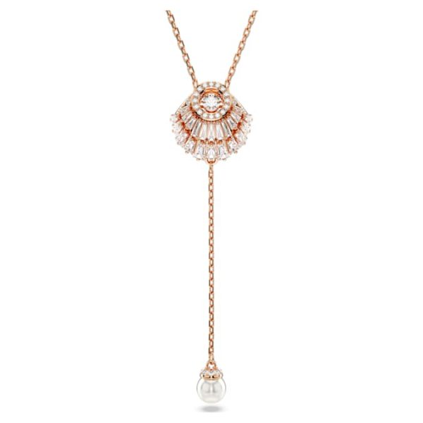 Idyllia Y pendant Crystal pearl, Shell, White, Rose gold-tone plated - Image 2