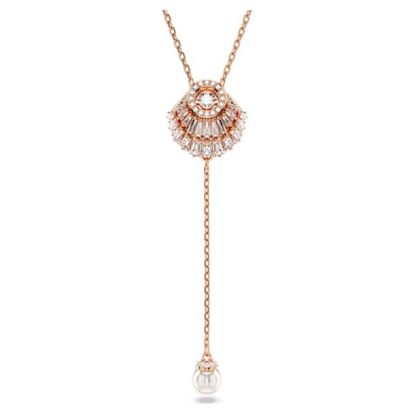 Idyllia Y pendant Crystal pearl, Shell, White, Rose gold-tone plated - Image 6