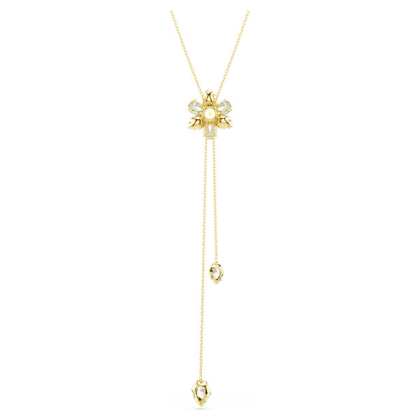 Idyllia Y pendant Mixed cuts, Flower, Multicolored, Gold-tone plated - Image 5