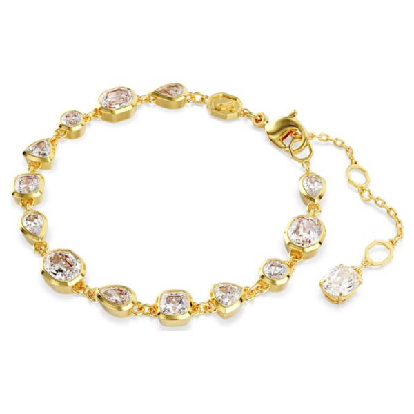 Imber bracelet Mixed cuts, White, Gold-tone plated - Image 3