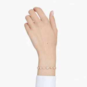 Imber bracelet Mixed cuts, White, Gold-tone plated