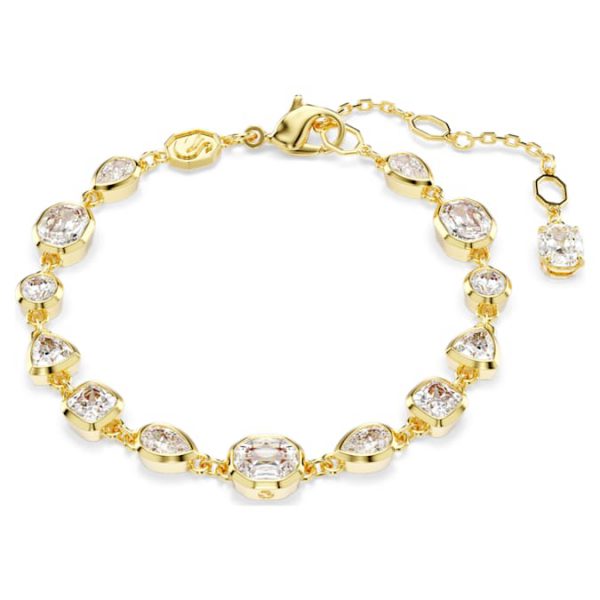 Imber bracelet Mixed cuts, White, Gold-tone plated - Image 7