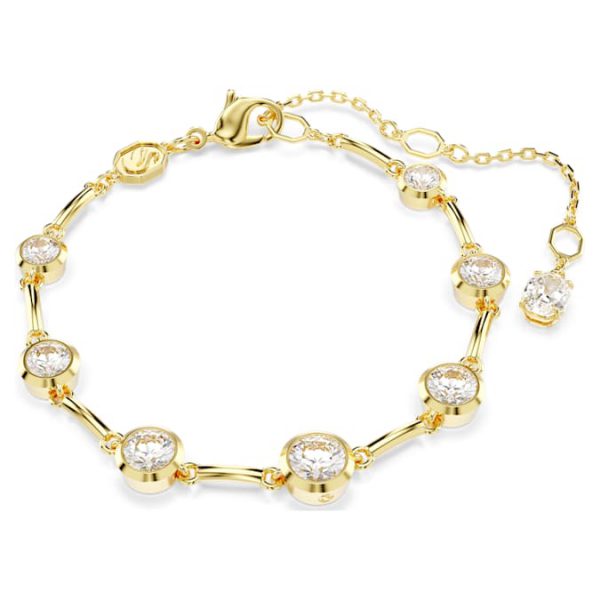 Imber bracelet Mixed round cuts, White, Gold-tone plated - Image 2
