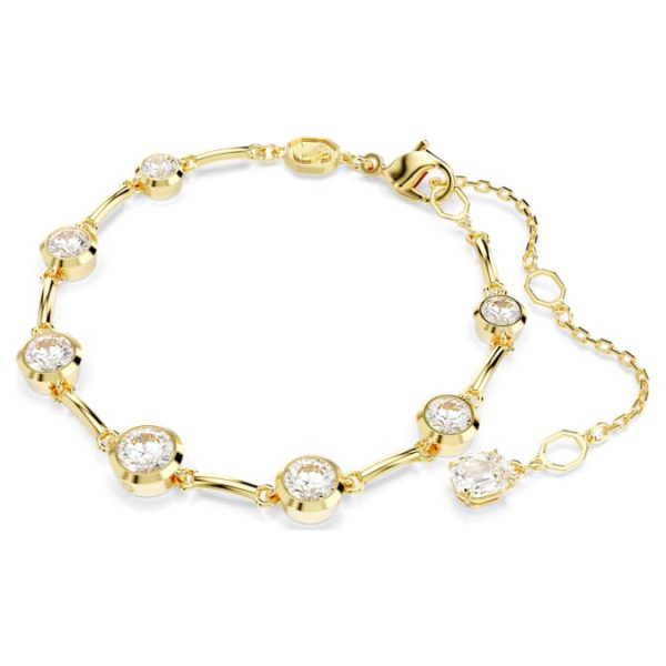Imber bracelet Mixed round cuts, White, Gold-tone plated - Image 3