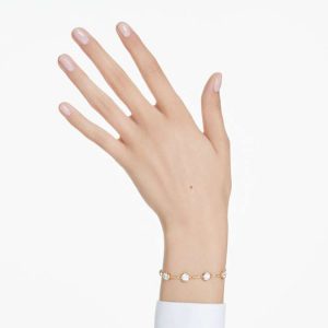 Imber bracelet Mixed round cuts, White, Gold-tone plated