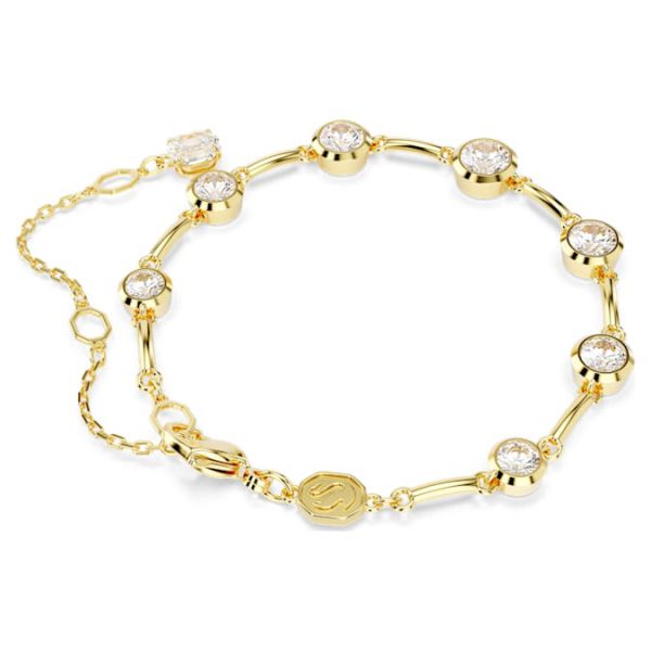 Imber bracelet Mixed round cuts, White, Gold-tone plated - Image 5