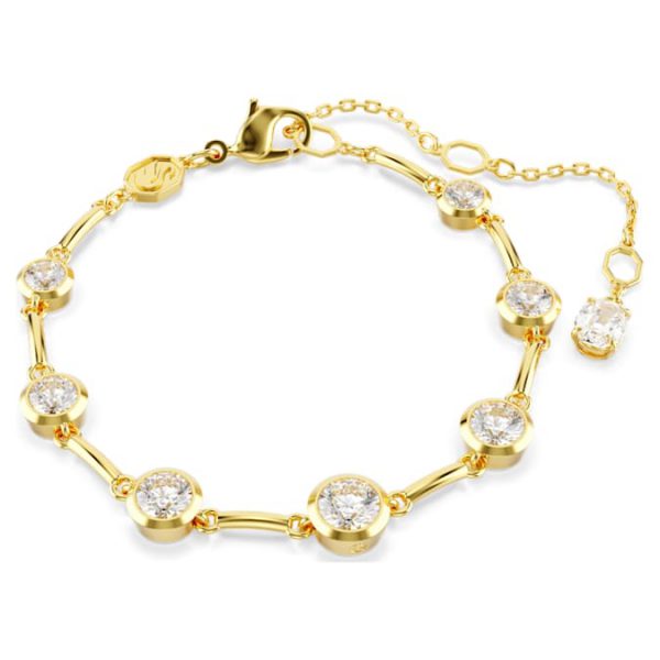 Imber bracelet Mixed round cuts, White, Gold-tone plated - Image 7