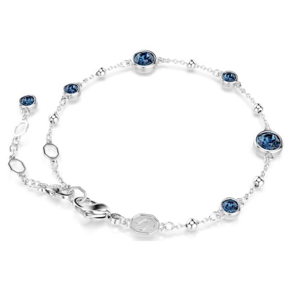 Imber bracelet Round cut, Blue, Rhodium plated - Image 6