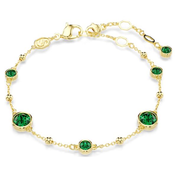 Imber bracelet Round cut, Green, Gold-tone plated - Image 8