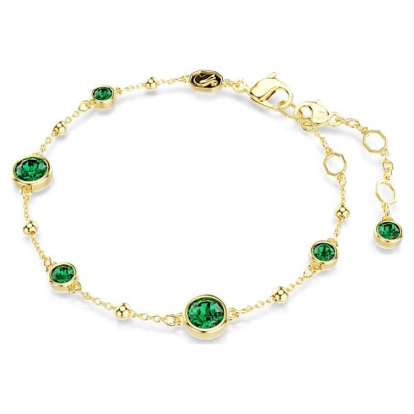 Imber bracelet Round cut, Green, Gold-tone plated - Image 3