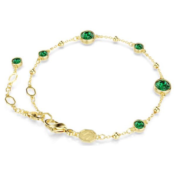 Imber bracelet Round cut, Green, Gold-tone plated - Image 6