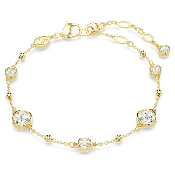 Imber bracelet Round cut, Scattered design, White, Gold-tone plated - Image 2