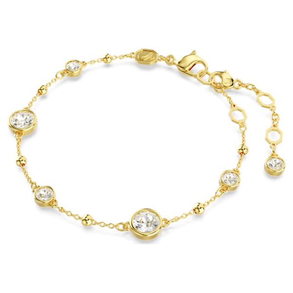 Imber bracelet Round cut, Scattered design, White, Gold-tone plated - Image 3