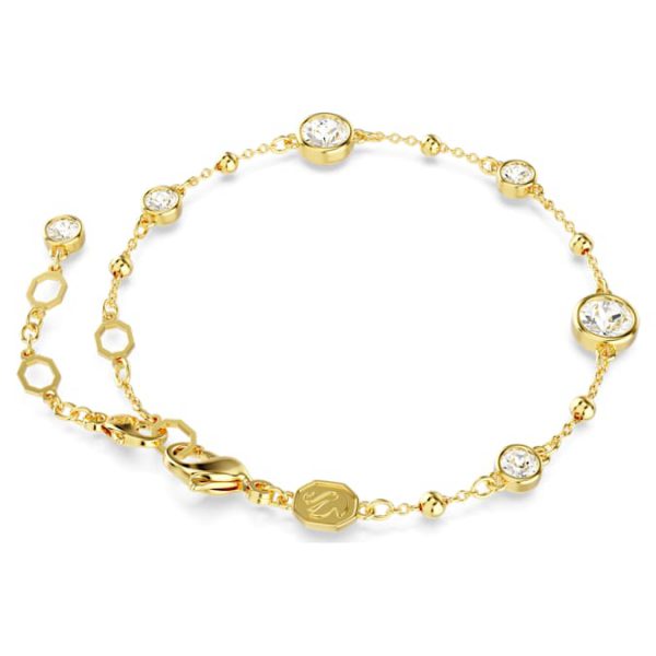 Imber bracelet Round cut, Scattered design, White, Gold-tone plated - Image 5