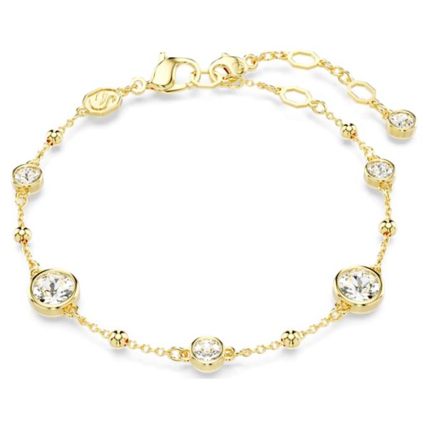 Imber bracelet Round cut, Scattered design, White, Gold-tone plated - Image 7