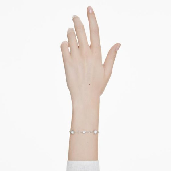 Imber bracelet Round cut, White, Rhodium plated