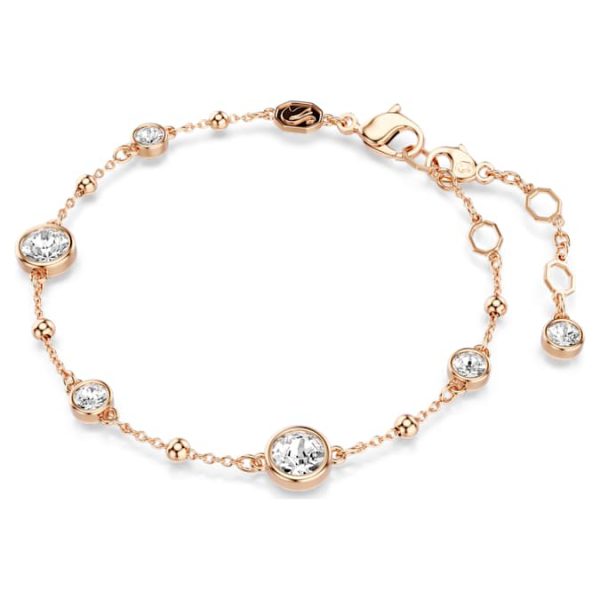 Imber bracelet Round cut, White, Rose gold-tone plated - Image 3