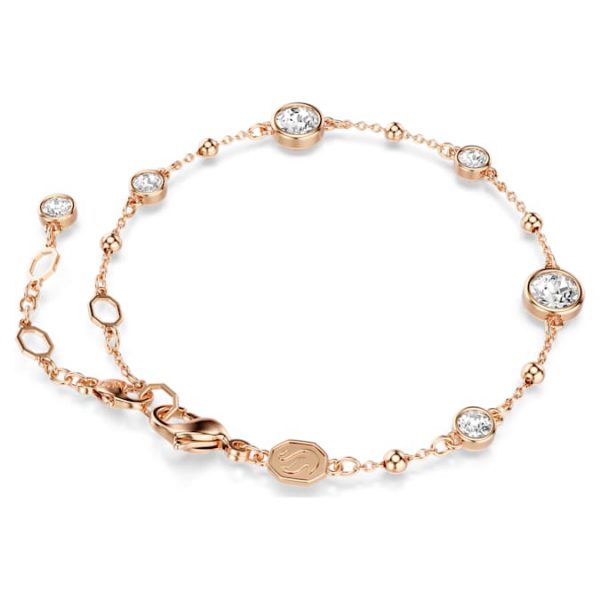 Imber bracelet Round cut, White, Rose gold-tone plated - Image 6