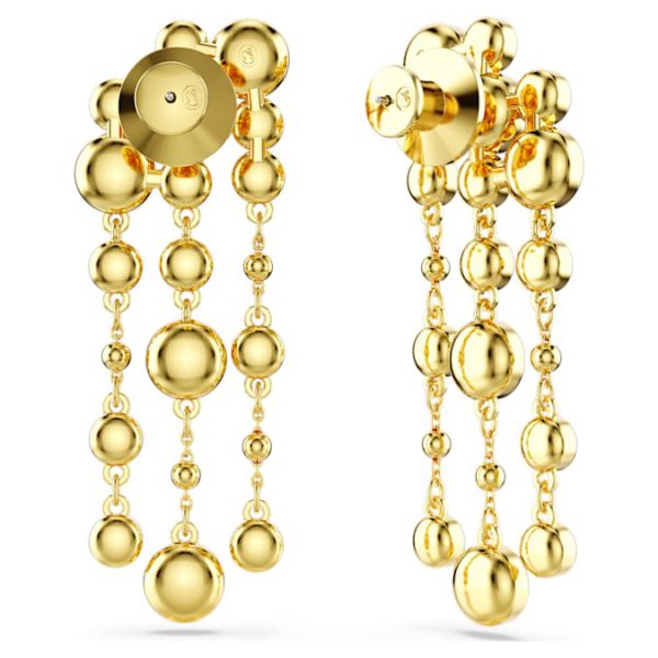 Imber drop earrings Round cut, Chandelier, White, Gold-tone plated - Image 5