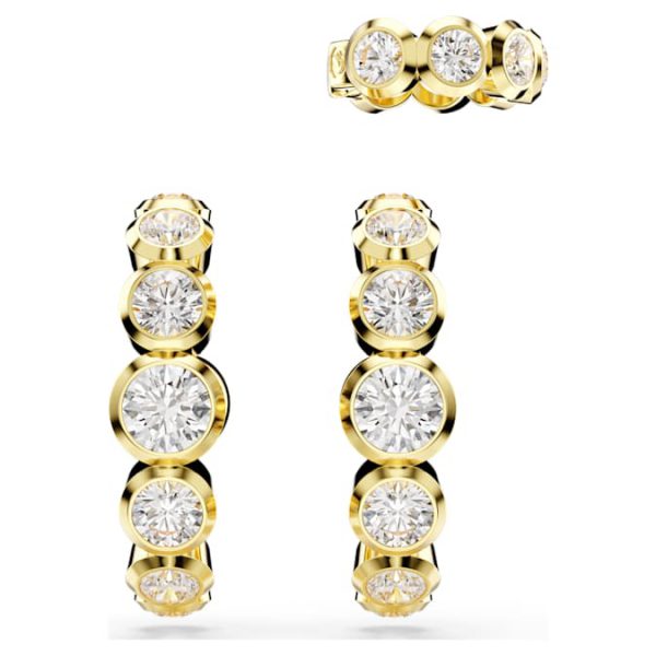 Imber ear cuff Set (3), Round cut, White, Gold-tone plated - Image 3