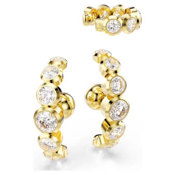 Imber ear cuff Set (3), Round cut, White, Gold-tone plated - Image 4