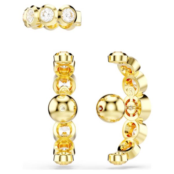 Imber ear cuff Set (3), Round cut, White, Gold-tone plated - Image 5