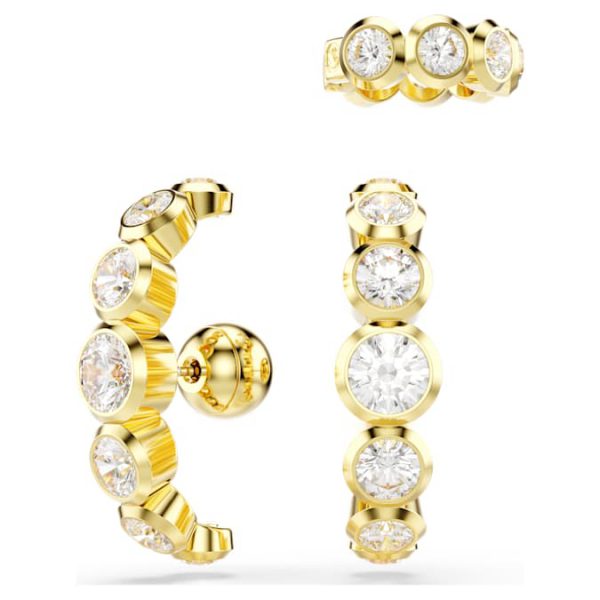 Imber ear cuff Set (3), Round cut, White, Gold-tone plated - Image 7