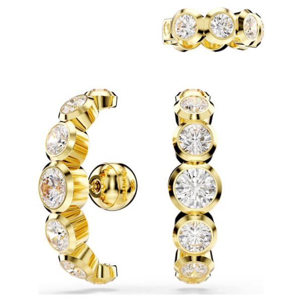 Imber ear cuff Set (3), Round cut, White, Gold-tone plated - Image 2